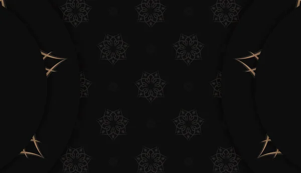 Черный Фон Греческими Коричневыми Орнаментами Место Вашего Логотипа Текста — стоковый вектор