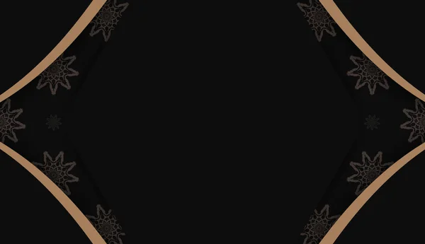 文字の下にデザインのための抽象的な茶色のパターンと黒の色のバナーテンプレート — ストックベクタ