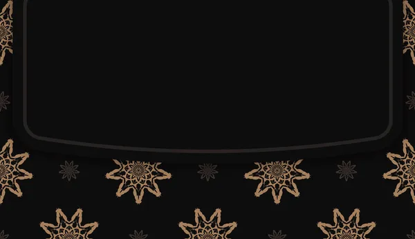 Шаблон Черного Цвета Греческим Коричневым Орнаментом Оформления Вашим Текстом — стоковый вектор