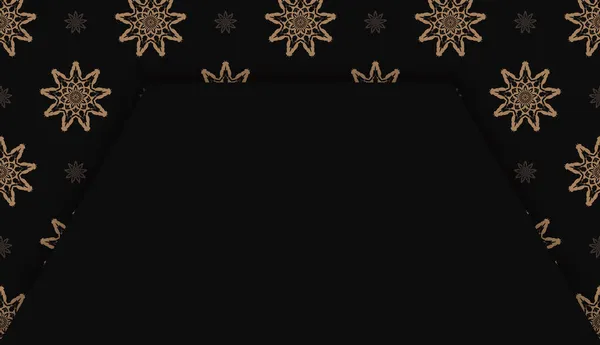 Plantilla Banner Color Negro Con Patrón Marrón Indio Para Diseño — Archivo Imágenes Vectoriales