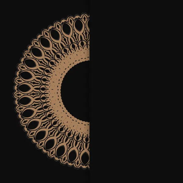Листівка Чорного Кольору Абстрактним Коричневим Візерунком Підготовленим Типографії — стоковий вектор