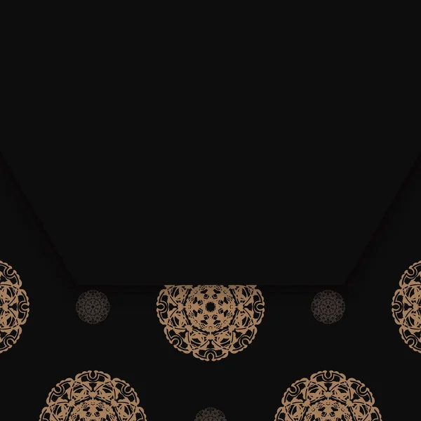 Schwarze Farbbroschüre Mit Braunem Vintage Muster Für Ihr Design — Stockvektor