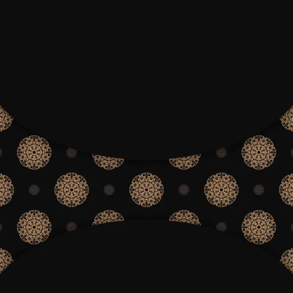 タイポグラフィのために用意された豪華な茶色の装飾と黒のパンフレット — ストックベクタ