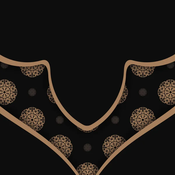 Carte Vœux Noire Avec Motif Marron Grec Pour Votre Design — Image vectorielle