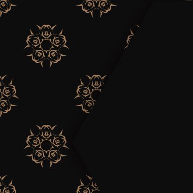 Tasarımınız için mandala kahverengi süslemeli siyah renkli broşür.