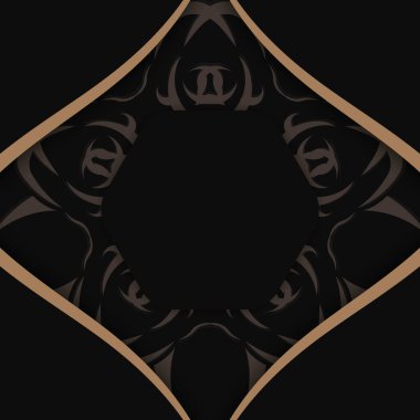 Antika kahverengi süslemeli siyah broşür tipografi için hazırlandı.