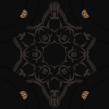 Tasarımınız için lüks kahverengi desenli siyah renkli broşür.