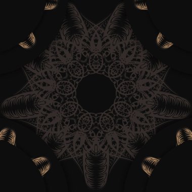 Tasarımınız için soyut kahverengi desenli siyah renkli broşür.