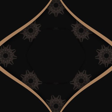 Tebrik etmek için soyut kahverengi desenli siyah renkli broşür..