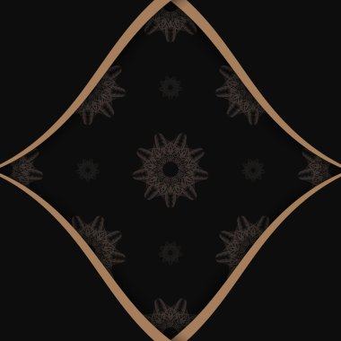 Markanız için kahverengi mandala süslemeli siyah renkli broşür..