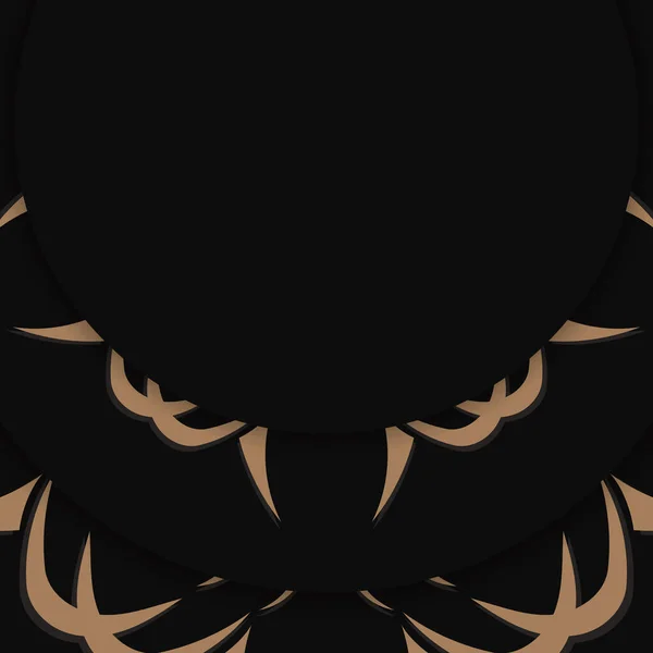 Brochure Noire Avec Motif Mandala Marron Pour Votre Marque — Image vectorielle