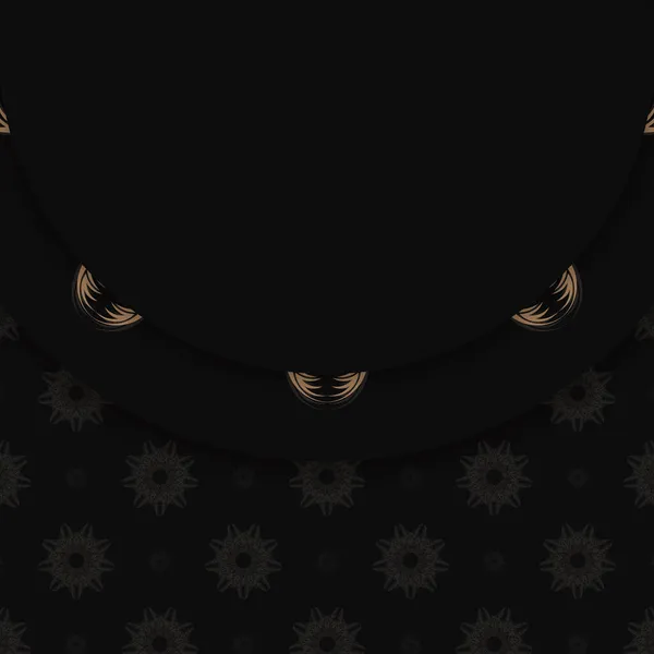 Черный Абстрактный Флаер Коричневым Абстрактным Орнаментом Подготовленный Типографии — стоковый вектор