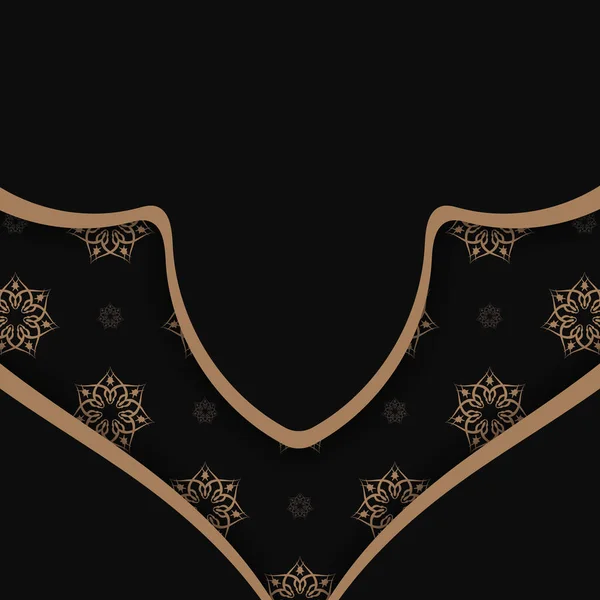 Carte Voeux Noir Avec Motif Marron Luxueux Pour Votre Design — Image vectorielle