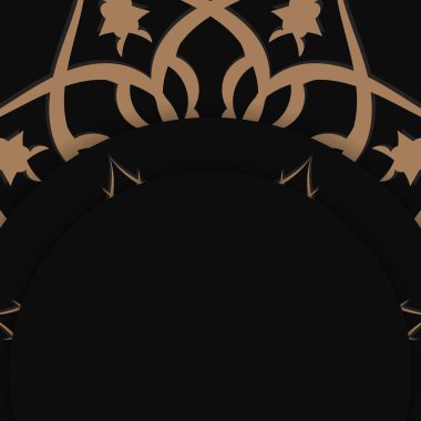 Siyah renkli tebrik kartı ve basılmaya hazır kahverengi süs..