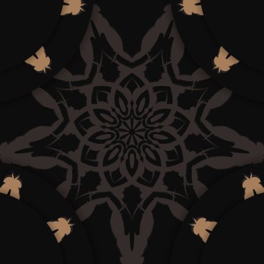 Tasarımınız için Yunanca kahverengi desenli siyah tebrik kartı.