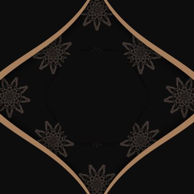 Tebrik etmek için siyah kart ve Yunanca kahverengi desenli tebrik kartı..