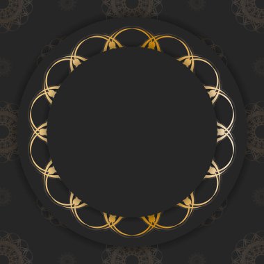 Lüks altın süslemeli siyah broşür tipografi için hazırlandı..