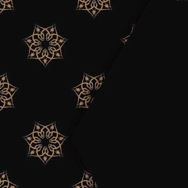 Черная Поздравительная Открытка Старинным Коричневым Орнаментом Вашего Дизайна — стоковый вектор