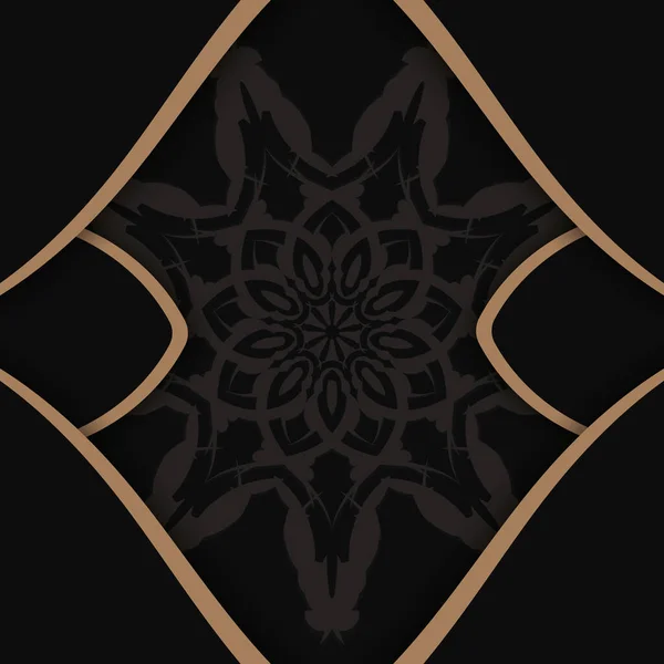 Вітальна Листівка Чорного Кольору Абстрактним Коричневим Орнаментом Вашого Дизайну — стоковий вектор
