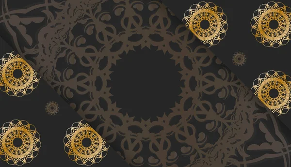 Чорний Фон Грецькими Золотими Прикрасами Дизайну Під Вашим Логотипом — стоковий вектор