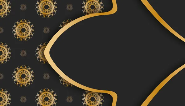 Černé Pozadí Luxusní Zlaté Ozdoby Pro Design Pod Vaším Logem — Stockový vektor