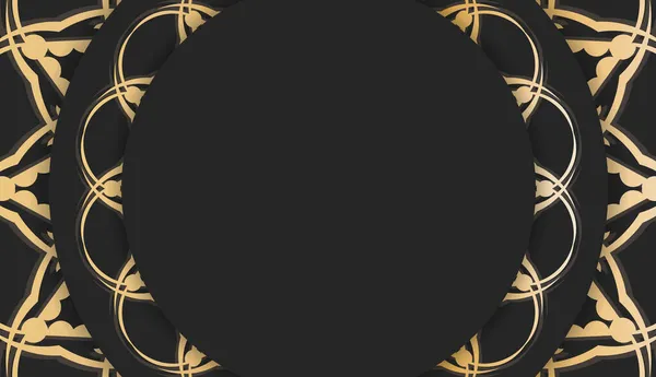Μαύρο Φόντο Χρυσό Στολίδι Μαντάλα Και Ένα Μέρος Για Λογότυπό — Διανυσματικό Αρχείο