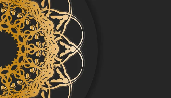 Schwarzer Hintergrund Mit Mandala Goldmuster Und Platz Unter Ihrem Logo — Stockvektor