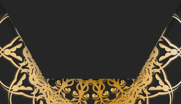 Чорний Фон Абстрактним Золотим Візерунком Дизайну Логотипу — стоковий вектор