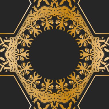 Markanız için siyah broşür ve Yunan altın desenleri.