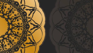 Metin altında tasarım için soyut altın süslemeli siyah arkaplan