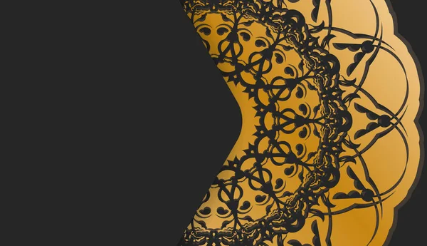 Schwarzer Hintergrund Mit Griechisch Goldenen Ornamenten Und Logo Raum — Stockvektor