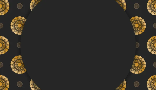 Черный Фон Греческим Золотым Узором Логотипом — стоковый вектор