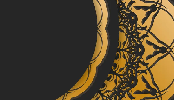 Schwarzer Hintergrund Mit Abstraktem Goldmuster Und Platz Für Text — Stockvektor