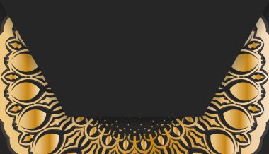 Logo veya metin tasarımı için lüks altın desenli siyah pankart