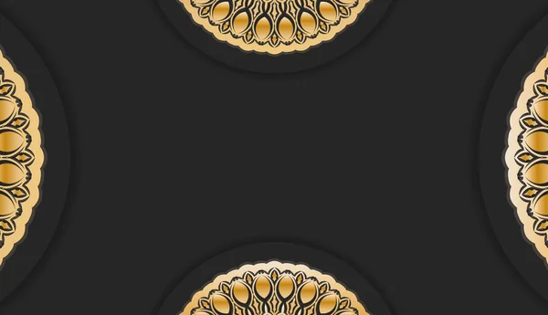 Банан Чорного Кольору Грецьким Золотим Орнаментом Дизайну Під Логотипом Або — стоковий вектор