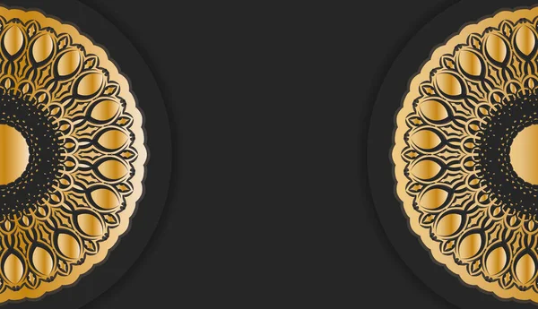 Банер Чорного Кольору Абстрактним Золотим Орнаментом Дизайну Під Логотипом Або — стоковий вектор