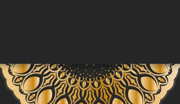 Logo Veya Metin Altında Tasarım Için Soyut Altın Desenli Siyah — Stok Vektör