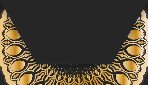 Черный Баннер Роскошным Золотым Узором Логотипа Текстового Дизайна — стоковый вектор