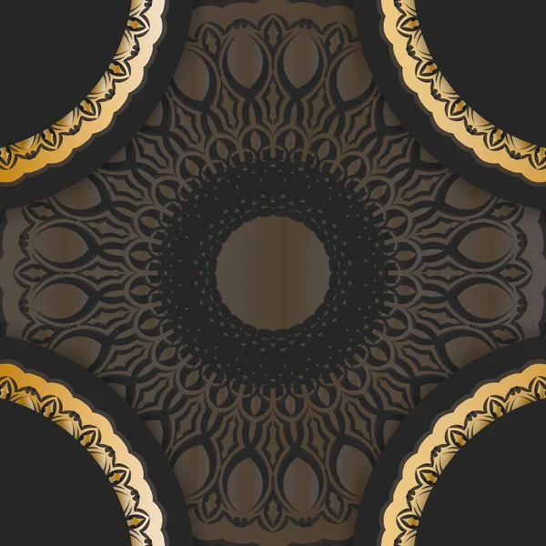 Negru Ornamente Aur Antic Broșură Pentru Marca Dvs — Vector de stoc