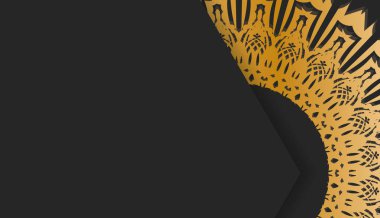 Logo tasarımı için klasik altın süslemeli siyah pankart