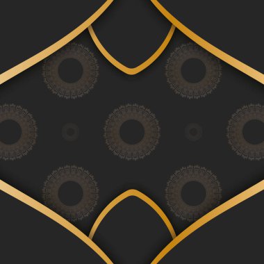 Siyah kartpostalda tipografi için hazırlanan Yunan altın desenli.