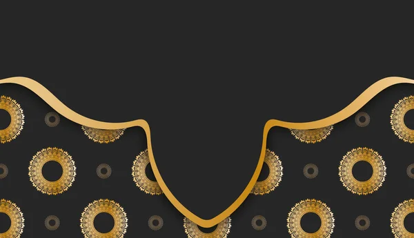 Banner Schwarzer Farbe Mit Indischem Goldschmuck Für Die Gestaltung Unter — Stockvektor
