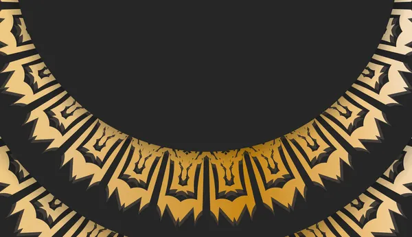 Svart Banner Med Antikt Guldmönster Och Plats För Din Logotyp — Stock vektor