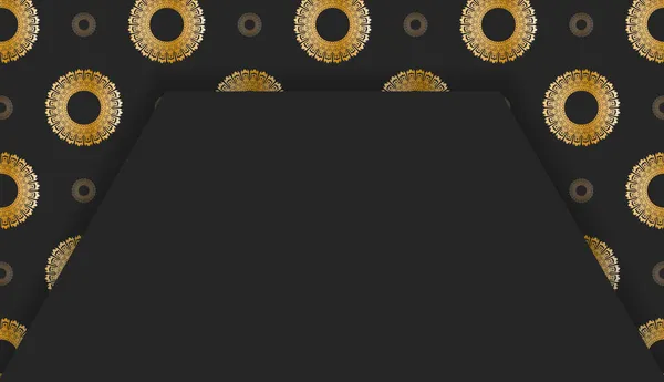 Bandera Negro Con Adornos Abstractos Oro Lugar Bajo Logotipo — Vector de stock