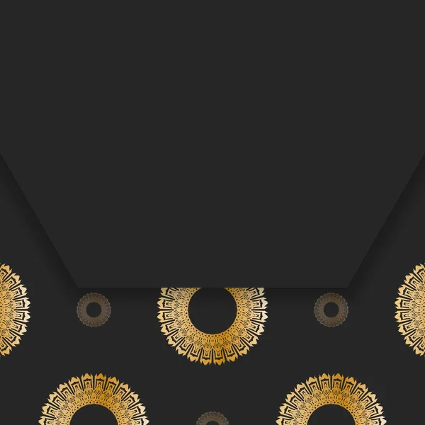 あなたのブランドのための豪華な金の装飾が施されたブラックパンフレット — ストックベクタ