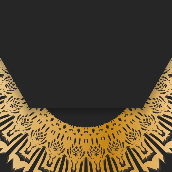 Folleto Negro Con Ornamentación Oro Lujo Está Listo Para Imprimir — Vector de stock