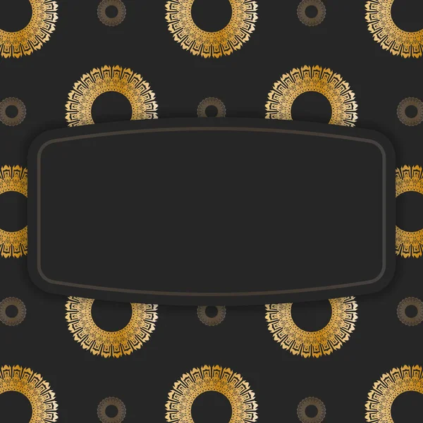 Folleto Negro Con Patrón Oro Lujo Para Marca — Archivo Imágenes Vectoriales