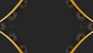 Lüks altın süslemeli siyah pankart ve metin için boşluk