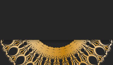 Metnin altında tasarım için lüks altın desenli siyah pankart