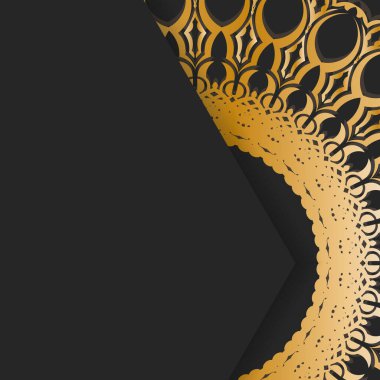 Kartpostal siyah renkli ve eski altın desenli, basılmaya hazır..